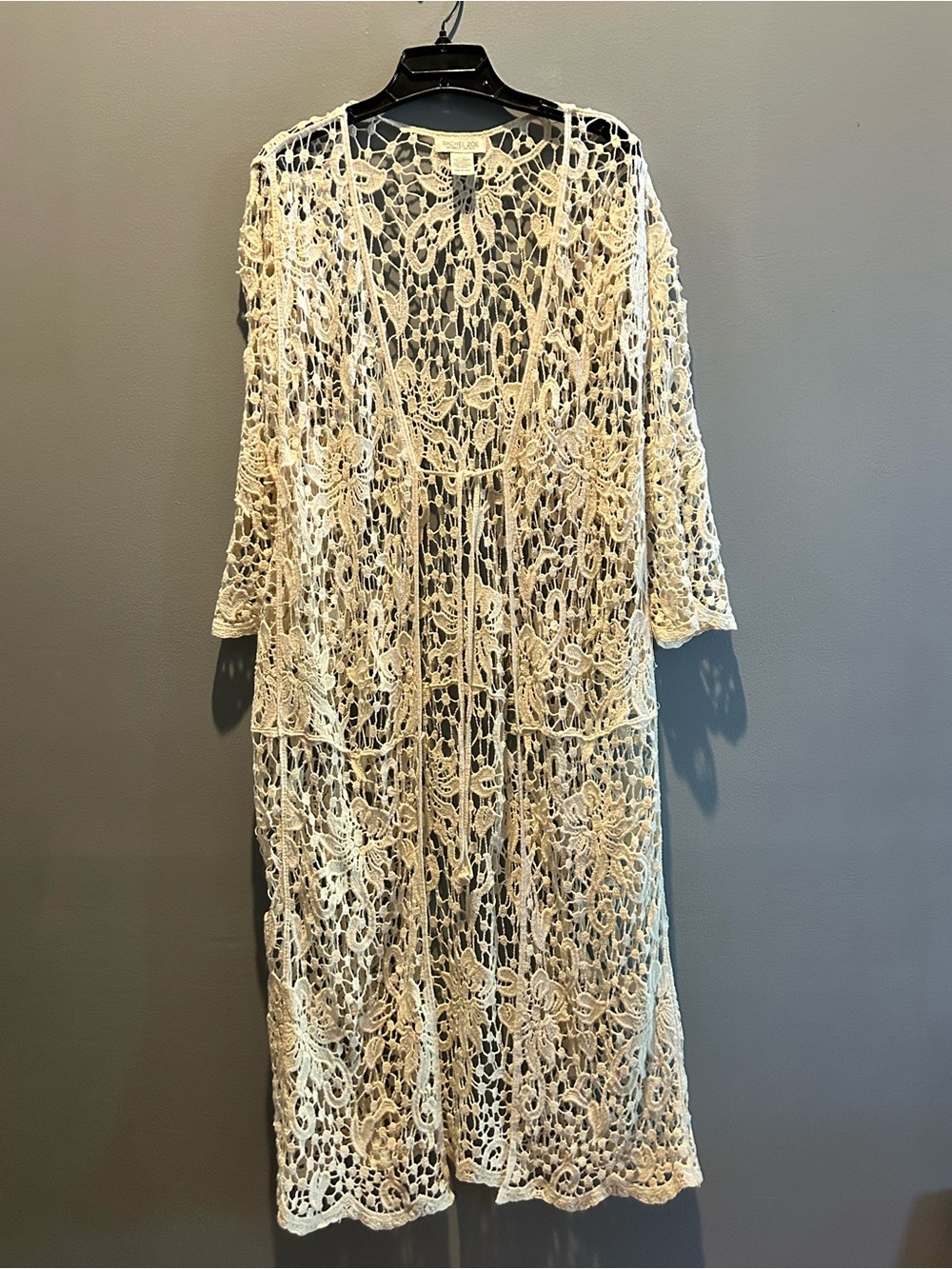 Rachel Zoe Cream Crochet Lace Open Cardigan